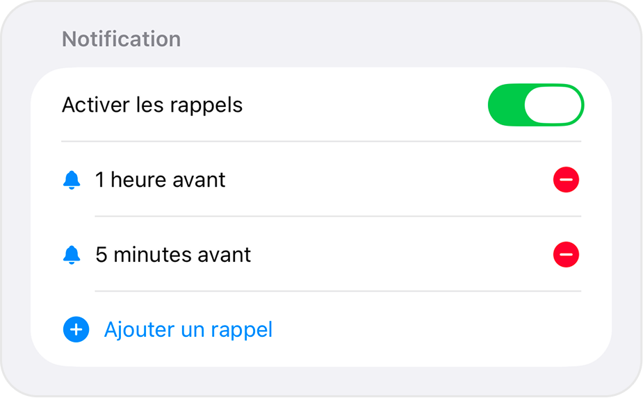 Notification - Personnalisez vos rappels