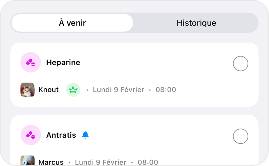 Suivi des traitements et événements